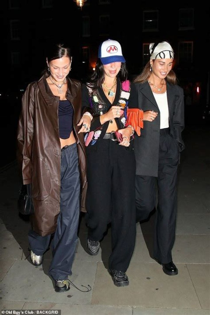 Dua Lipa Puts Her Abs On Display In Knitted Cardigan While Out For Dinner With Bella Hadid