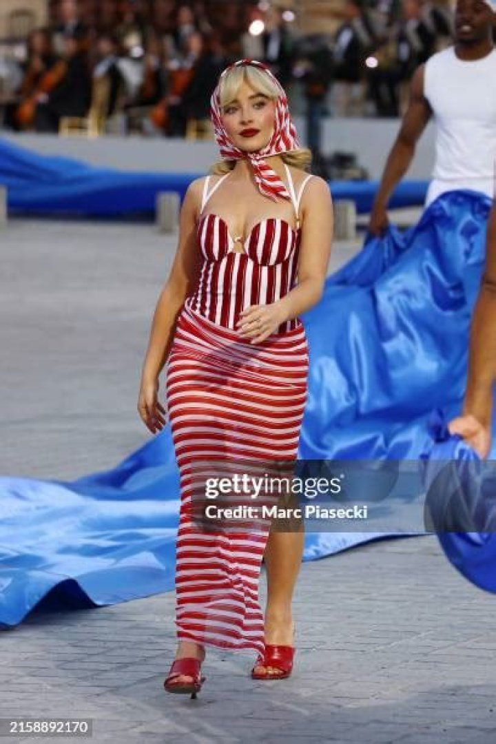 Sabrina Carpenter Walks the Vogue World: Paris Runway in Beautiful Red-and-White Striped Dress: See Photos